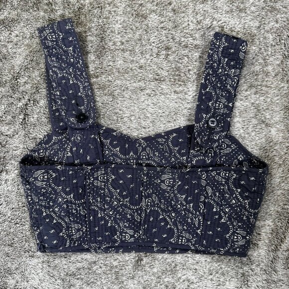 Madewell Quilted Sweetheart Crop Top Sz 2 - Picture 6 of 9